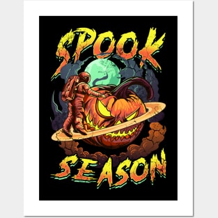 Halloween Spook Season Astronaut Pumpkin Planet Posters and Art